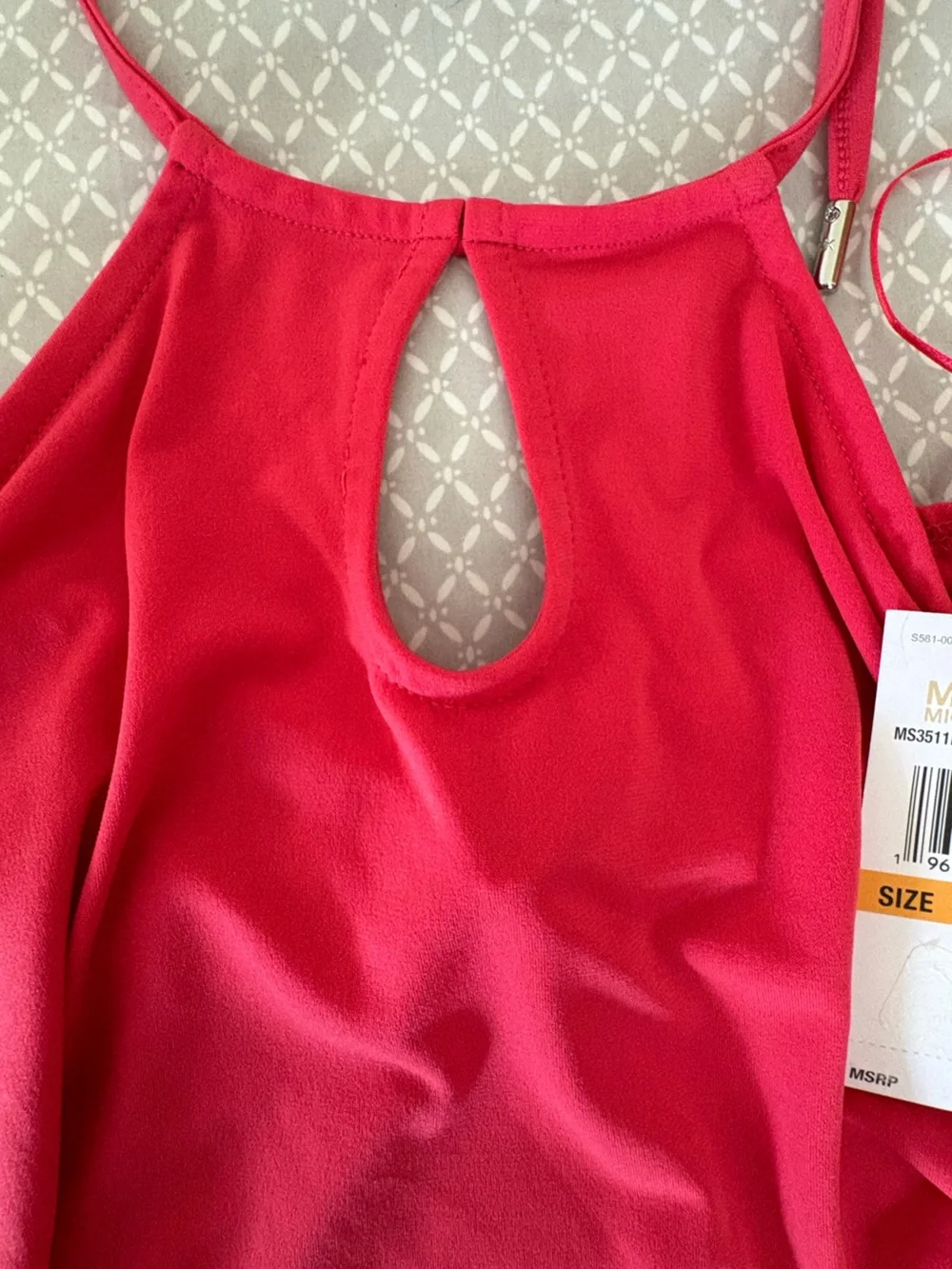 Small Michael Kors Pink Cold Shoulder Keyhole Long Sleeve Top
